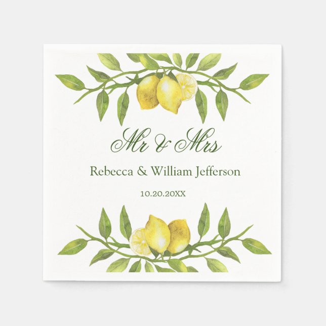 Servilleta De Papel Papel Boda Lemons & Greenery (Anverso)