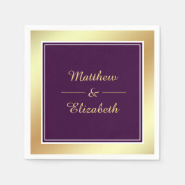 Servilleta De Papel Papel Boda púrpura de Relieve metalizado dorado fa