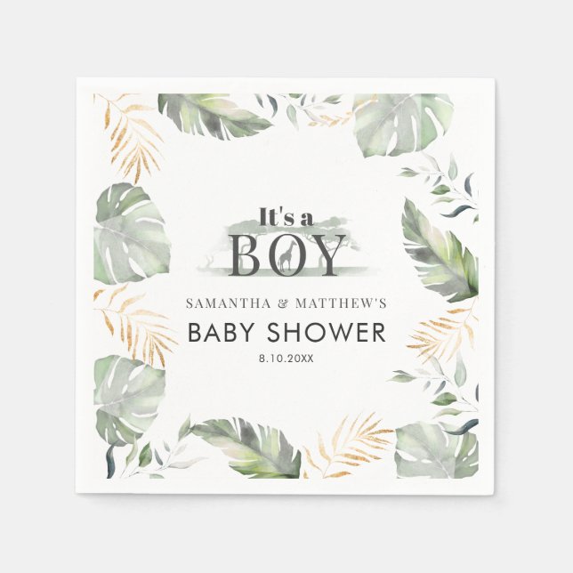 Servilleta De Papel Papel botánico de Baby Shower Jungle (Anverso)