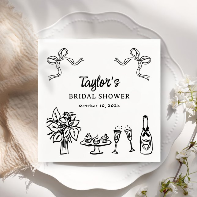 Servilleta De Papel Papel caprichoso de la ducha de la novia dibujado  (Subido por el creador)