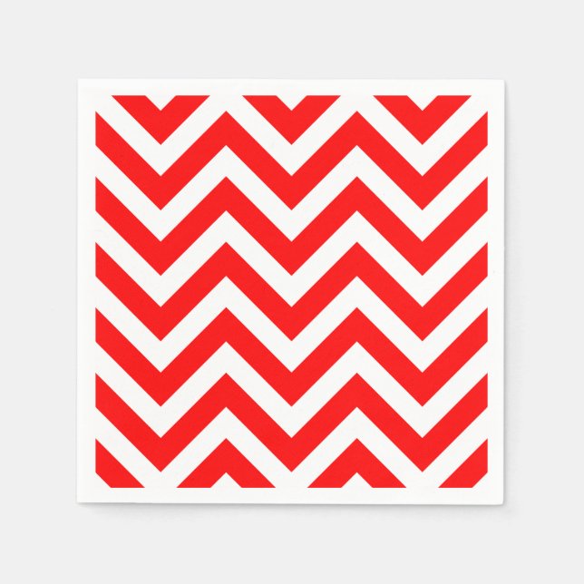 Servilleta De Papel Papel Chevron de gran tamaño rojo y blanco (Anverso)