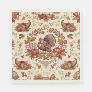Servilleta De Papel Papel con diseño de toile de pavo de Acción de Gra