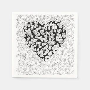 Servilleta De Papel Papel con patrón de doodle de hojas con corazón ne