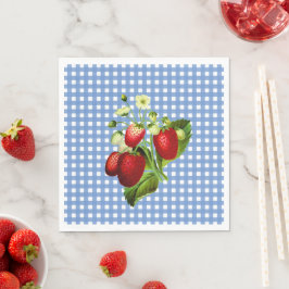 Servilleta De Papel Papel de almuerzo Blue Gingham & Strawberries Napk