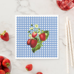 Servilleta De Papel Papel de almuerzo Blue Gingham & Strawberries Napk