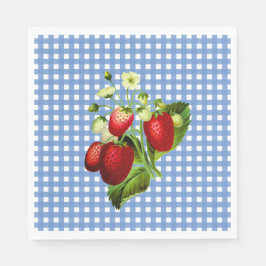 Servilleta De Papel Papel de almuerzo Blue Gingham & Strawberries Napk