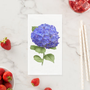 Servilleta De Papel Papel de Arte Botánico Floral Hortensia Azul