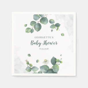 Servilleta De Papel Papel de Baby Shower botánico Eucalyptus Greenery