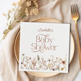 Servilleta De Papel Papel de Baby Shower de Boho Wildflower Floral Chi
