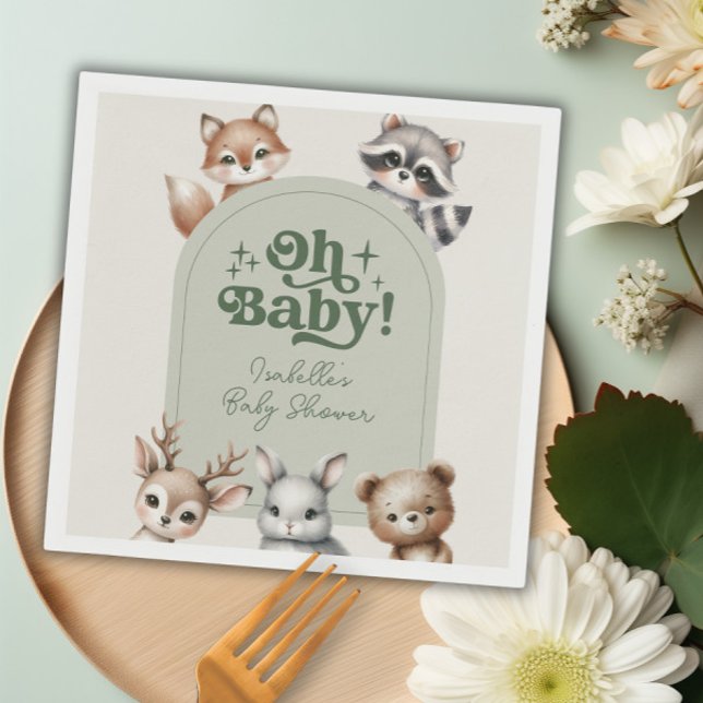 Servilleta De Papel Papel de Baby Shower de Woodland Forest Animals (Woodland Forest Animals Baby Shower Paper Napkins)