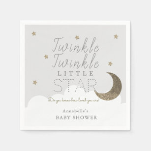 Servilleta De Papel Papel de Baby Shower Gris Twinkle Little Star