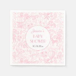 Servilleta De Papel Papel de Baby Shower rosado de Cute Safari Toile d
