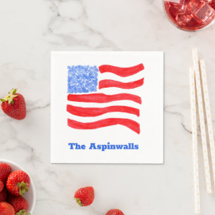 Servilleta De Papel Papel de bandera americana de acuarela suelta de E
