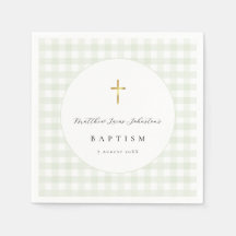 Papel de Bautizo de Bebé de Cuadros Verde
