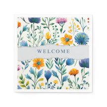 Papel de bienvenida con flores tropicales en acuar