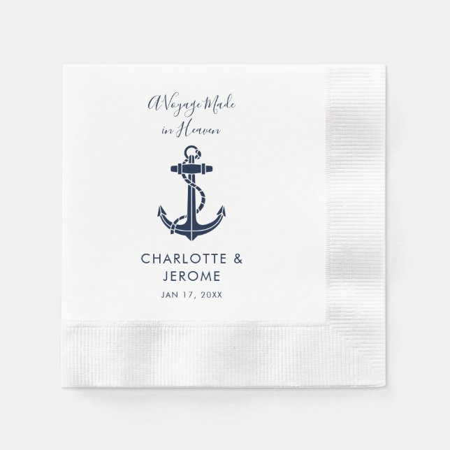 Servilleta De Papel Papel de Boda Ancla de Barco Náutico (Anverso)