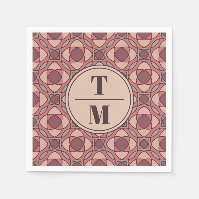 Servilleta De Papel Papel de boda Art Déco Rosa Terracota y Polvo (Anverso)