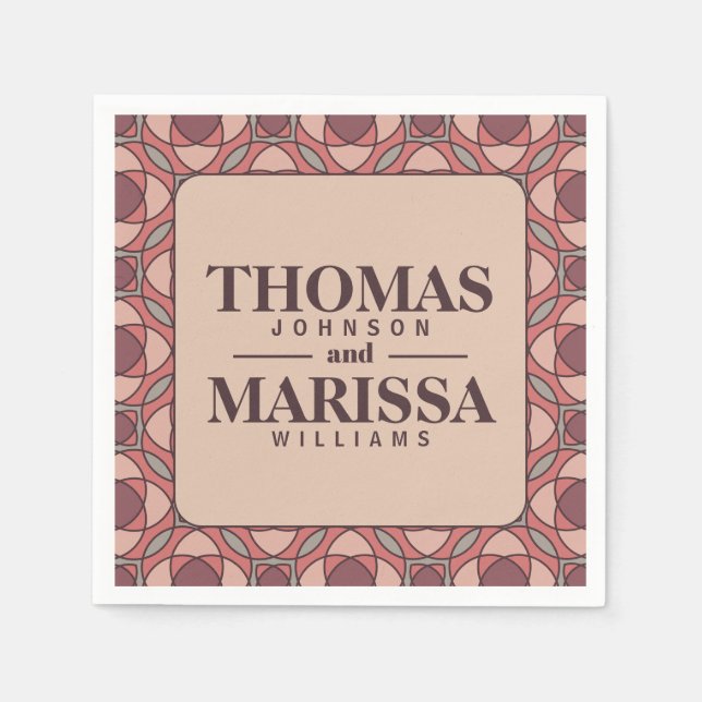Servilleta De Papel Papel de boda Art Déco Rosa Terracota y Polvorient (Anverso)
