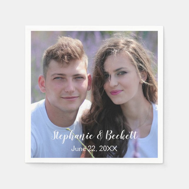 Servilleta De Papel Papel de Boda con Foto (Anverso)