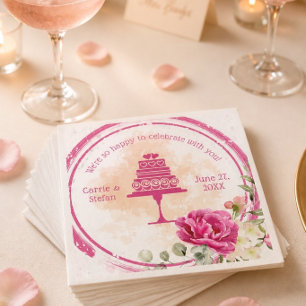 Servilleta De Papel Papel de boda con salpicaduras de color rosa calie