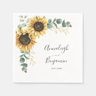 Servilleta De Papel Papel de boda de floral de girasol eucalipto verde