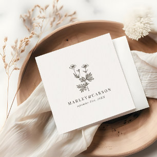 Servilleta De Papel Papel de Boda de flores silvestres Minimalistas Bo
