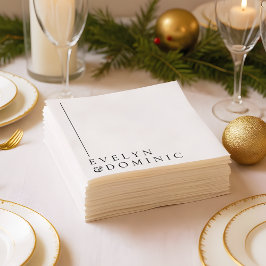 Servilleta De Papel Papel de boda de línea minimalista simple negro y