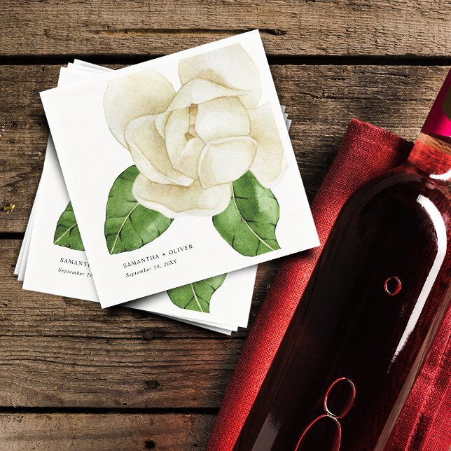 Servilleta De Papel Papel de boda de magnolia blanca elegante (Elegant White Magnolia Wedding Paper Napkins)