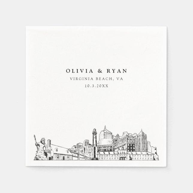 Servilleta De Papel Papel de boda de Virginia Beach Cocktail Napkin (Anverso)