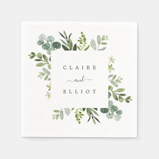 Servilleta De Papel Papel de Boda del follaje verde Eucalyptus (Anverso)