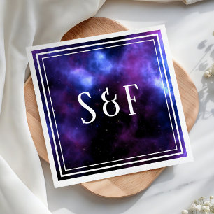 Servilleta De Papel Papel de Boda Galaxia Púrpura Nebulosa Espacial