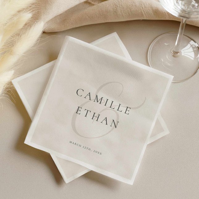 Servilleta De Papel Papel de boda simple moderno (Elegant Typography Wedding Paper Napkin)