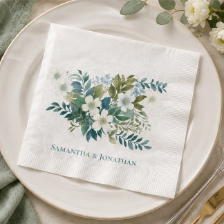 Servilleta De Papel Papel de Boda Verde Salvia Marfil Eucalipto