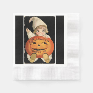Servilleta De Papel Papel de calabaza de Halloween para la niñita vint