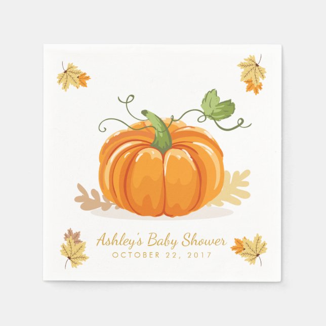 Servilleta De Papel Papel de calabaza pequeño Napkin Cae ducha de bebé (Anverso)