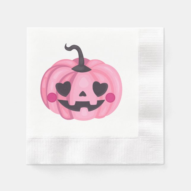 Servilleta De Papel Papel de calabaza rosa lindo (Anverso)