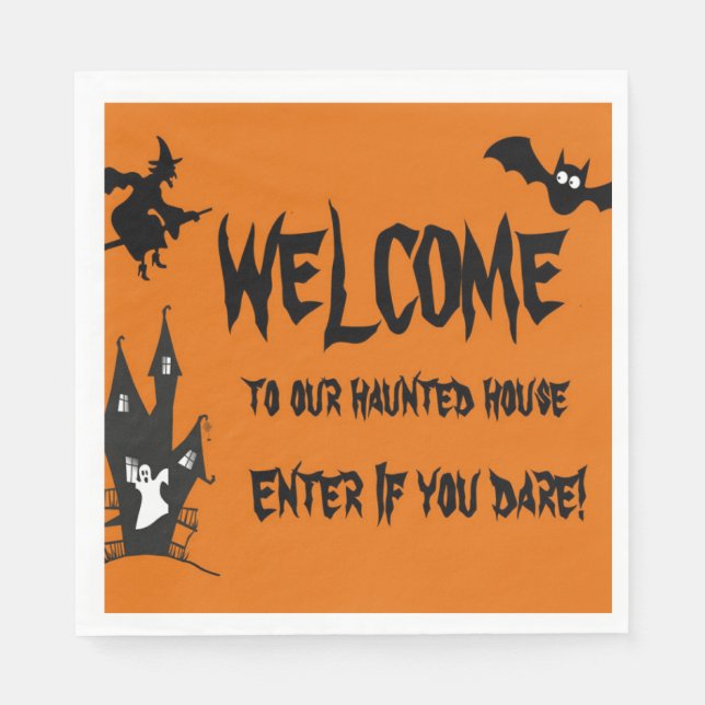 Servilleta De Papel Papel de Casa Embrujada de Halloween   (Anverso)