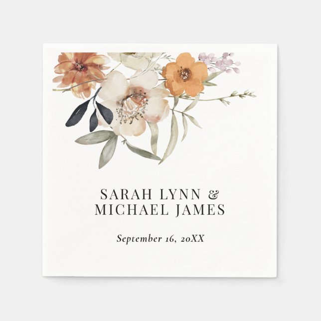 Servilleta De Papel Papel de casamiento de flor silvestre (Anverso)