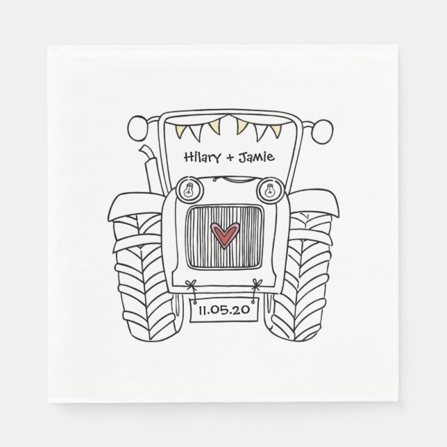 Servilleta De Papel Papel de casamiento de país de Tractor personaliza (Anverso)