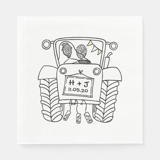 Servilleta De Papel Papel de casamiento de país de Tractor personaliza (Anverso)