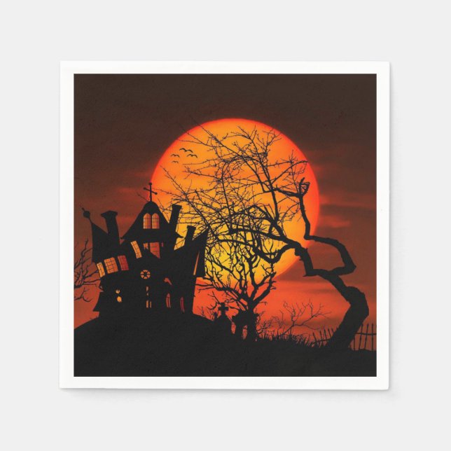 Servilleta De Papel Papel de castillo de Halloween (Anverso)
