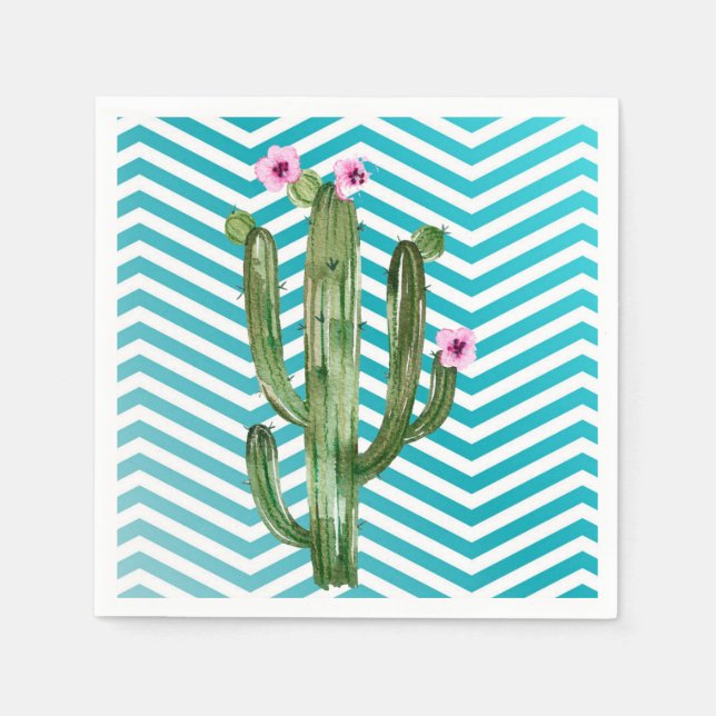 Servilleta De Papel Papel de cóctel Napkin Boho Cacti Cactus Succuls (Anverso)
