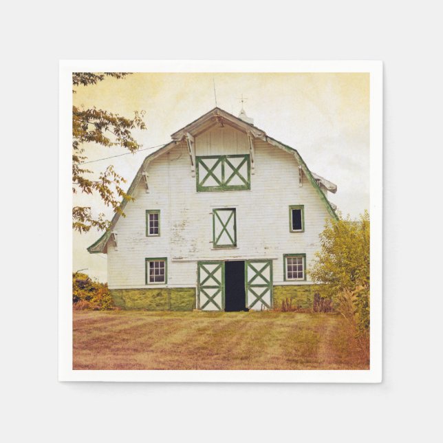 Servilleta De Papel Papel de cóctel Napkin Sunset Barn Country Rústico (Anverso)