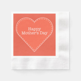 Servilleta De Papel Papel de corazón feliz día de la madre Naranja
