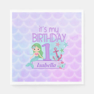 Servilleta De Papel Papel de cumpleaños con tema de sirena