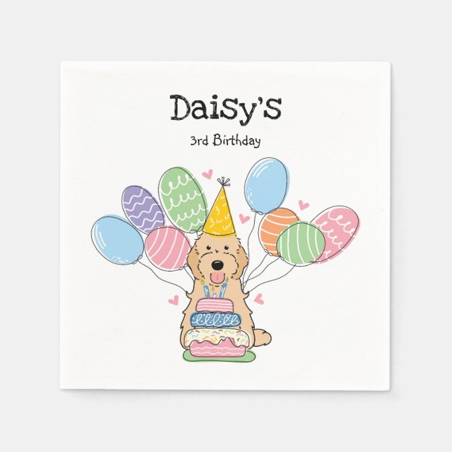 Servilleta De Papel Papel de cumpleaños de Apricot Cockapoo Cavapoo (Anverso)
