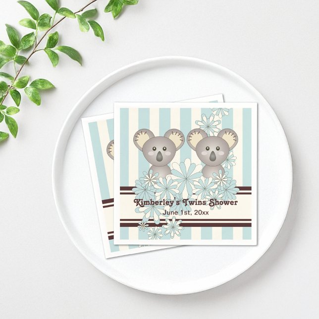 Servilleta De Papel Papel de cumpleaños de Blue Koala Twin Baby Shower (Subido por el creador)