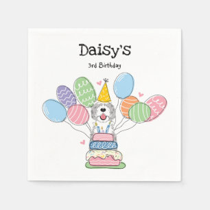 Servilleta De Papel Papel de cumpleaños de Blue Merle Sheepadoodle