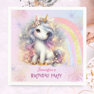 Servilleta De Papel Papel de cumpleaños de Chica de Purpurina de oro r