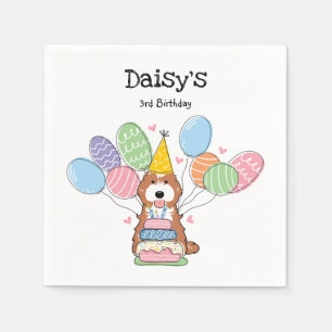 Servilleta De Papel Papel de cumpleaños de Cockapoo Blanco Rojo Cavapo